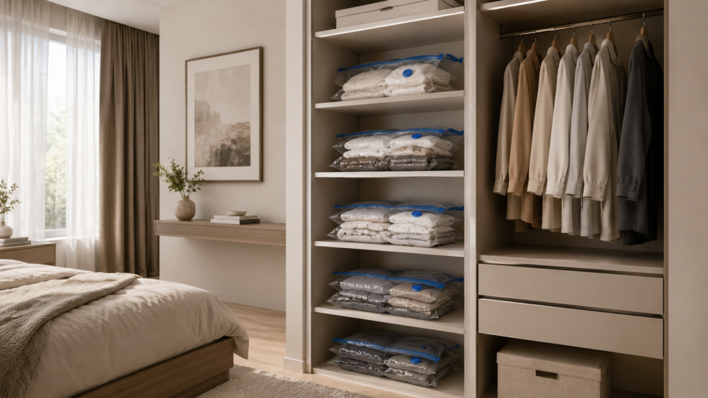 guarda roupa organizado