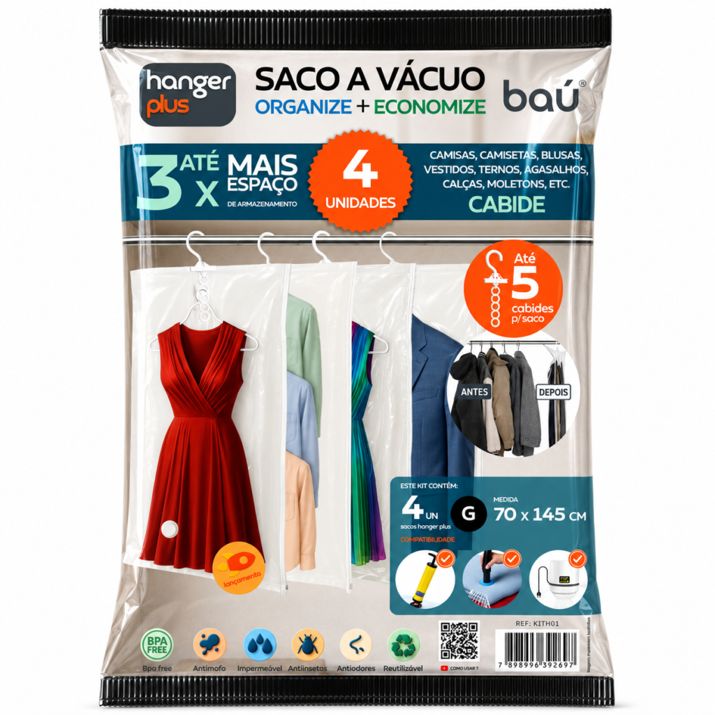 saco a vácuo de pendurar cabide