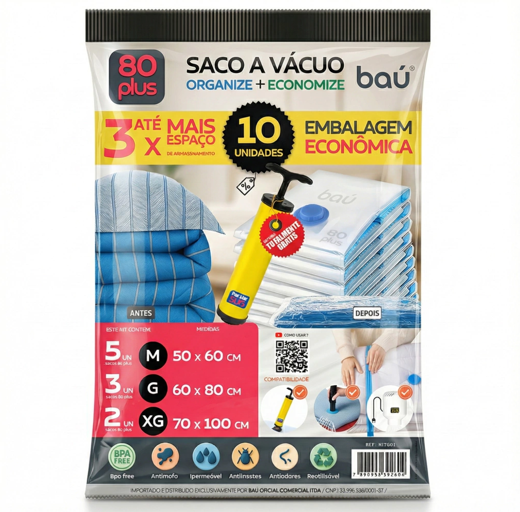 saco a vácuo com bomba manual