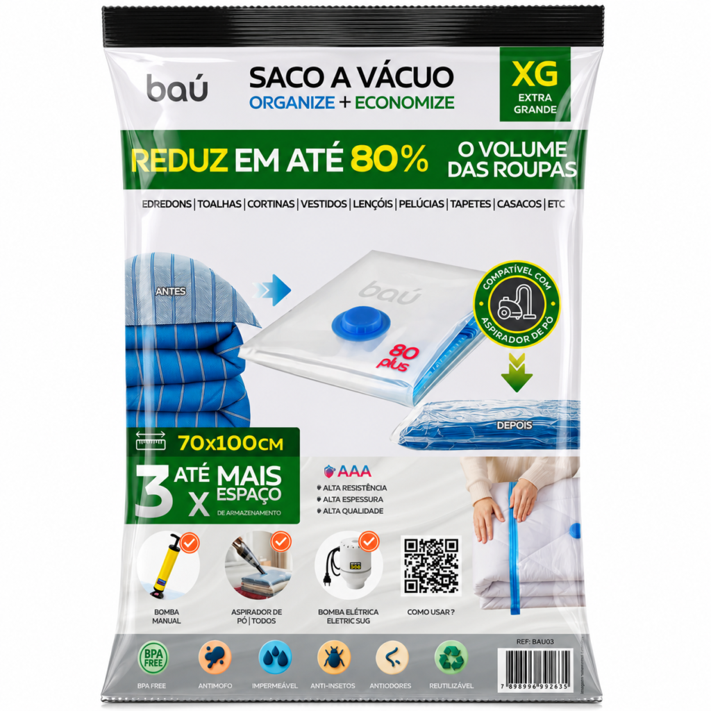 saco a vácuo grande 70x100cm extra grande