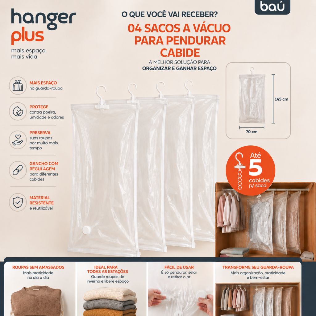 saco a vácuo para guardar roupa no cabide