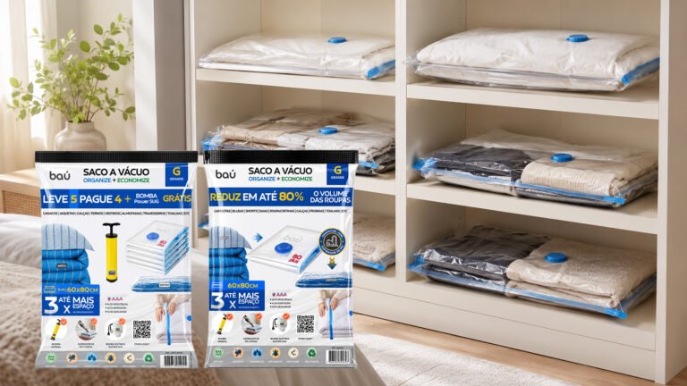 saco a vácuo grande 60x80 para roupas e peças volumosas