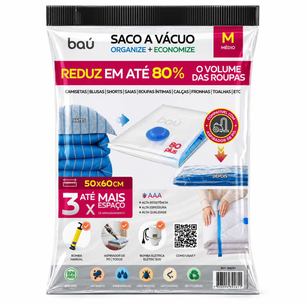 saco a vácuo médio 50x60 cm unitário